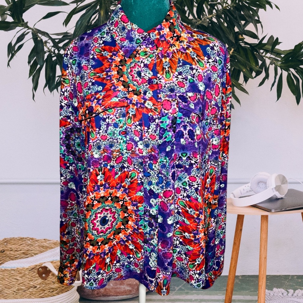 L’amour by Nanette Lapore Kaleidoscope Button Down Blouse